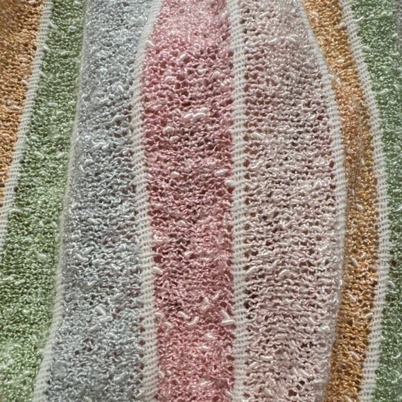 Vintage Rochelle California Rainbow Pastel Striped Sweater Boho Textured Knit - Picture 7 of 9